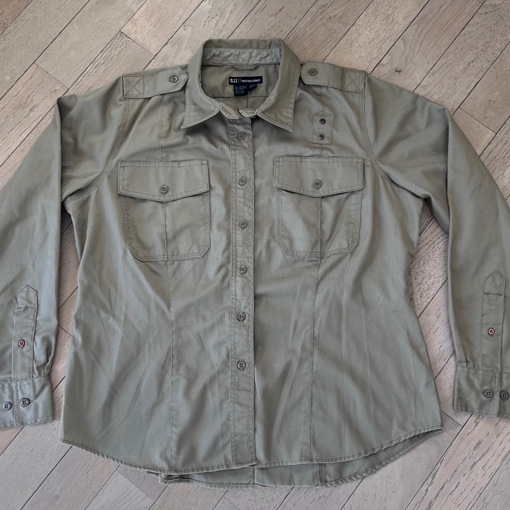 5.11 Tactical Women's Sz 1X Twill PDU Class-A Long Sleeve Shirt Style 62067 Tan